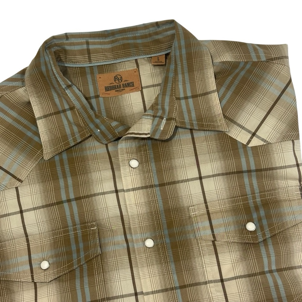 RedHead Men's Brown and Blue Checkered Shirt